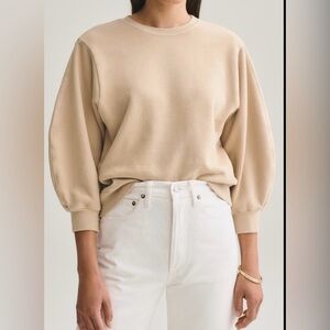 AGOLDE Thora Puff 3/4 Sleeve Crew Neck Cotton Sweater size XS